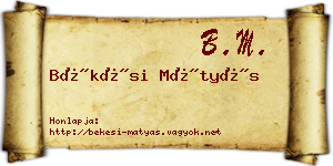 Békési Mátyás névjegykártya